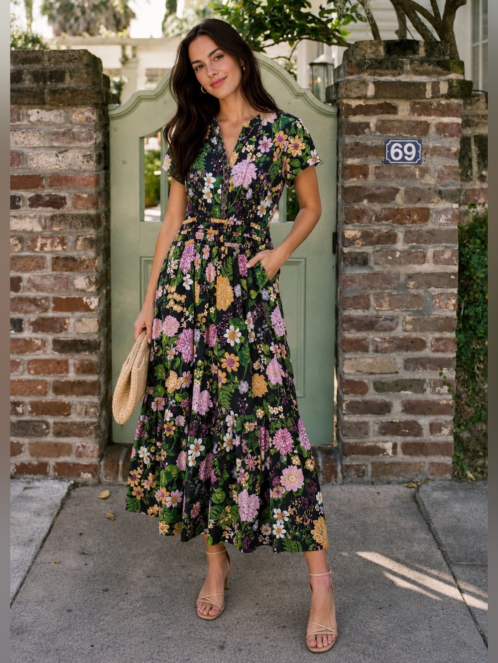 Sheridan French Black Floral Eloise Maxi Dress